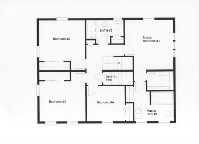 This well designed modular floor plan provides 4 bedrooms on the second floor. Notice the utilization of maximum living space with fewer hallways in this modular home plan with walk-up attic stairs.